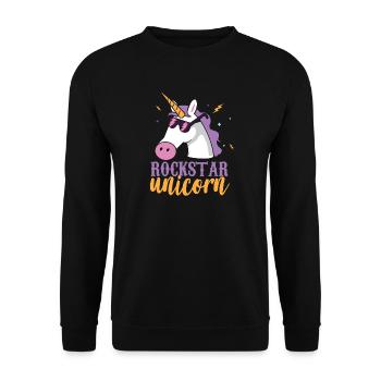 Licorne Rainbow Rocker - Sweat-shirt Unisexe - noir - Devant - Alina (178cm) & Michal (187cm)
