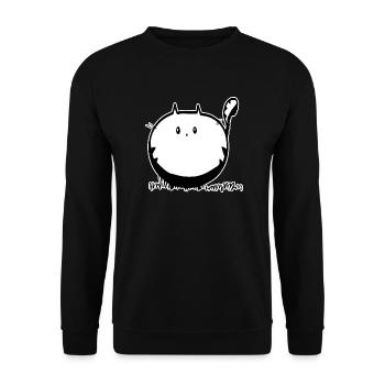 Dicke Katze Geschenk - Unisex Pullover - Schwarz - Vorne - Alina (178cm) & Michal (187cm)