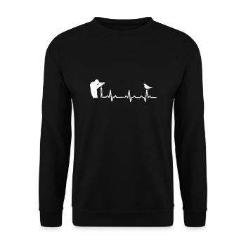 Heartbeats Bird Photographer Heart Rate - Unisex Sweatshirt - black - Front - Alina (178cm) & Michal (187cm)