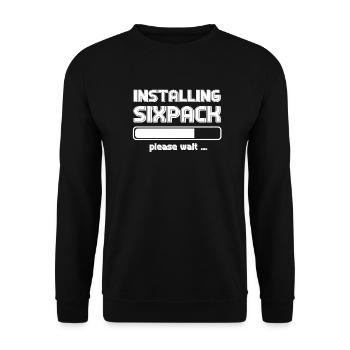 Installing Sixpack Training Muskel Muskelmann - Unisex Pullover - Schwarz - Vorne - Alina (178cm) & Michal (187cm)