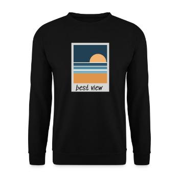 Retro Soforbildkamera Strand Sonnenuntergang - Unisex Pullover - Schwarz - Vorne - Alina (178cm) & Michal (187cm)
