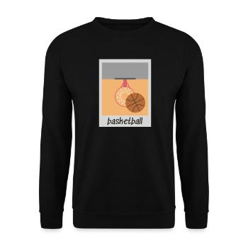 Retro Basketball Sport Freizeit Vintage Korb - Unisex Pullover - Schwarz - Vorne - Alina (178cm) & Michal (187cm)