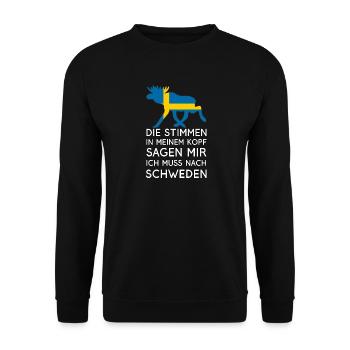 Je dois aller en Suède - les voix dans la tête - Sweat-shirt Unisexe - noir - Devant - Alina (178cm) & Michal (187cm)