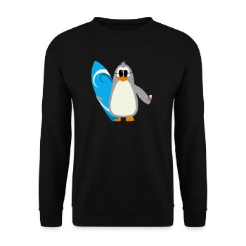 Pinguin surfer sonnenbrille eis geschenkidee - Unisex Pullover - Schwarz - Vorne - Alina (178cm) & Michal (187cm)