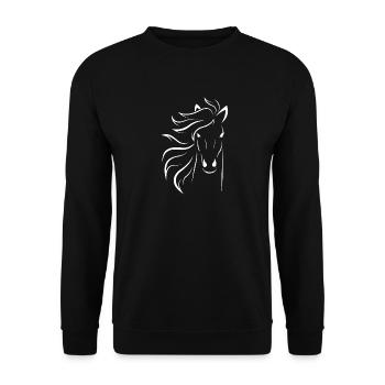Cheval blanc avec belle crinière - Sweat-shirt Unisexe - noir - Devant - Alina (178cm) & Michal (187cm)