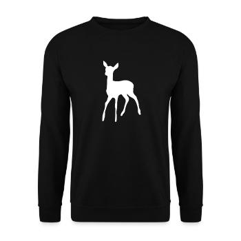 Weißes Reh im Wald - Unisex Pullover - Schwarz - Vorne - Alina (178cm) & Michal (187cm)