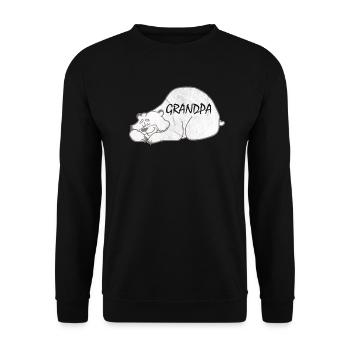 Grandpa | Kuscheliger Opa Bär - Unisex Pullover - Schwarz - Vorne - Alina (178cm) & Michal (187cm)
