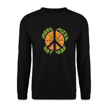 make pizza not war - Unisex Pullover - Schwarz - Vorne - Alina (178cm) & Michal (187cm)