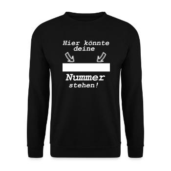 Hier könnte deine Nummer stehen! - Unisex Pullover - Schwarz - Vorne - Alina (178cm) & Michal (187cm)