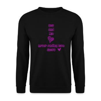 Du und ich | Liebesgeschichte romantisch Geschenk - Unisex Pullover - Schwarz - Vorne - Alina (178cm) & Michal (187cm)