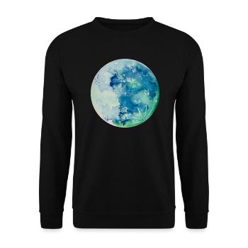 Lune bleue aquarelle peinte à la main - Sweat-shirt Unisexe - noir - Devant - Alina (178cm) & Michal (187cm)