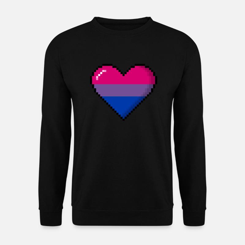 Bisexual Pride 8Bit Pixel Heart - Unisex Sweatshirt - black