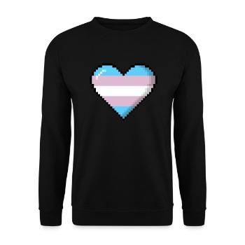 Transgender Pride 8Bit Pixel Herz - Unisex Pullover - Schwarz - Vorne - Alina (178cm) & Michal (187cm)