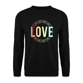Love Peace Hippie Liebe Frieden Geschenk - Unisex Pullover - Schwarz - Vorne - Alina (178cm) & Michal (187cm)