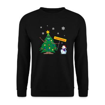 Frohe Weihnachten - Unisex Pullover - Schwarz - Vorne - Alina (178cm) & Michal (187cm)