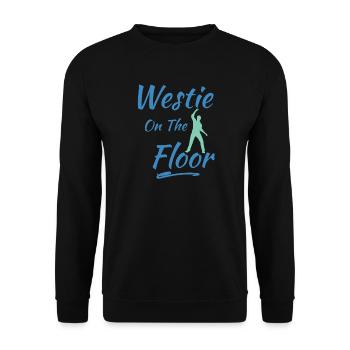Westie on the floor West Coast Swing Geschenk - Unisex Pullover - Schwarz - Vorne - Alina (178cm) & Michal (187cm)