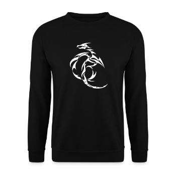 Tattoo Tribal Dragon Drachen Shirt - Unisex Pullover - Schwarz - Vorne - Alina (178cm) & Michal (187cm)