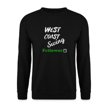 West Coast Swing Leader Follower Workshop Geschenk - Unisex Pullover - Schwarz - Vorne - Alina (178cm) & Michal (187cm)