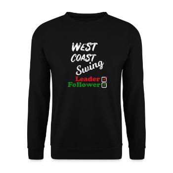 West Coast Swing Leader Follower Workshop Geschenk - Unisex Pullover - Schwarz - Vorne - Alina (178cm) & Michal (187cm)
