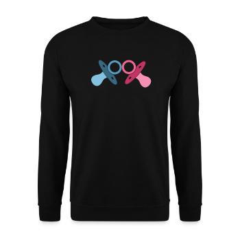 Schwanger Schwangerschaft Zwillinge Twins Geschenk - Unisex Pullover - Schwarz - Vorne - Alina (178cm) & Michal (187cm)