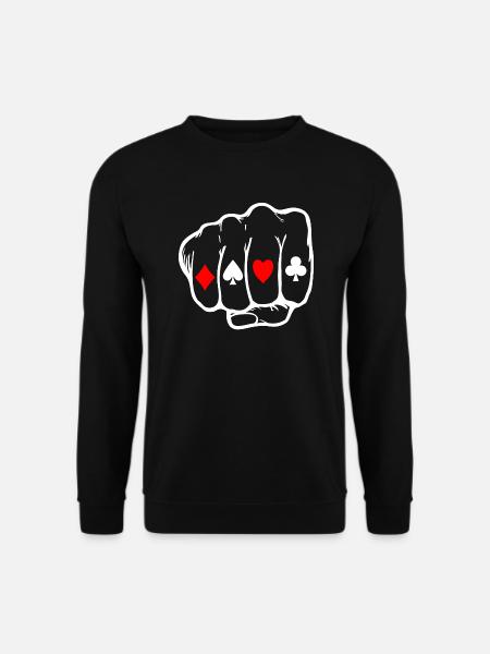 Tattoo Tätowierung Poker Pik Karo Faust Geschenk - Unisex Pullover - Schwarz