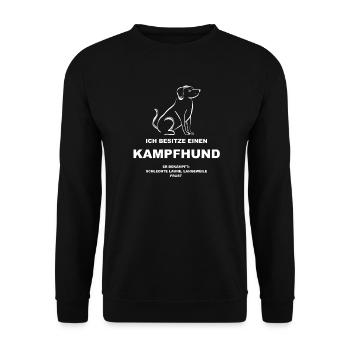 Kampfhund Tshirt Lustig - Unisex Pullover - Schwarz - Vorne - Alina (178cm) & Michal (187cm)