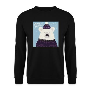 Christmas polar bear - Unisex Sweatshirt - black - Front - Alina (178cm) & Michal (187cm)
