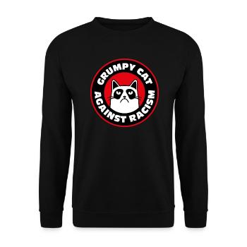 Grumpy Cat Funny Gift Meme Against Racism - Unisex Sweatshirt - black - Front - Alina (178cm) & Michal (187cm)