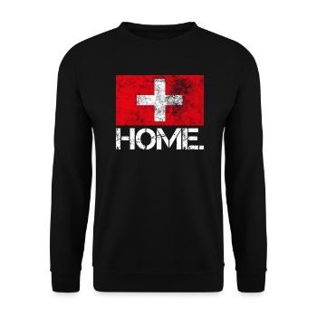 Home Switzerland | Used Look | Flag Gift Idea - Unisex Sweatshirt - black - Front - Alina (178cm) & Michal (187cm)