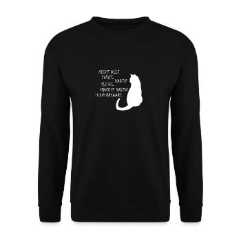 Nicht alle Engel haben Flügel Katzen Schnurrhaare - Unisex Pullover - Schwarz - Vorne - Alina (178cm) & Michal (187cm)