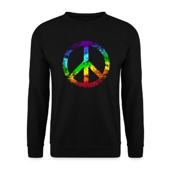 Peace-Zeichen Regenbogen Toleranz Frieden Graffiti - Unisex Pullover - Schwarz - Vorne - Alina (178cm) & Michal (187cm)