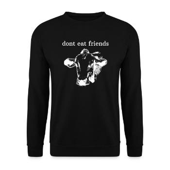Vegan Kuh Geschenk Kühe Rind Veganer Shirt Retro - Unisex Pullover - Schwarz - Vorne - Alina (178cm) & Michal (187cm)