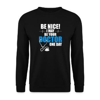 Doktor Arzt lustig witzig Geschenk Weihnachten - Unisex Pullover - Schwarz - Vorne - Alina (178cm) & Michal (187cm)