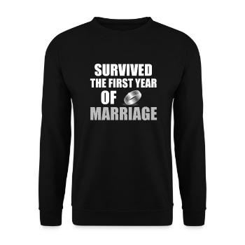1er anniversaire de mariage anniversaire de mariage drôle drôle - Sweat-shirt Unisexe - noir - Devant - Alina (178cm) & Michal (187cm)