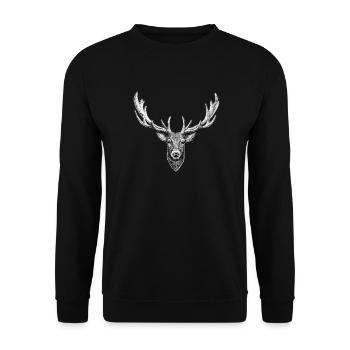Hirsch - Unisex Pullover - Schwarz - Vorne - Alina (178cm) & Michal (187cm)