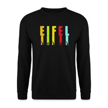 Eifel Natur mit Hirsch und Wildkatze - Unisex Pullover - Schwarz - Vorne - Alina (178cm) & Michal (187cm)