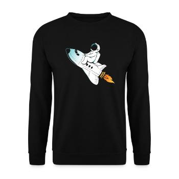Rakete Astronaut zum Mond - Unisex Pullover - Schwarz - Vorne - Alina (178cm) & Michal (187cm)