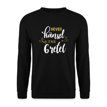 Märchen Prinz Hänsel Gretel Hexe Farbel Geschenk - Unisex Pullover - Schwarz - Vorne - Alina (178cm) & Michal (187cm)
