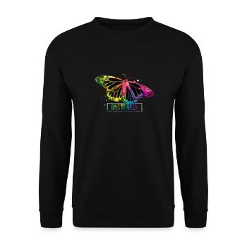 Schmetterling - Unisex Pullover - Schwarz - Vorne - Alina (178cm) & Michal (187cm)