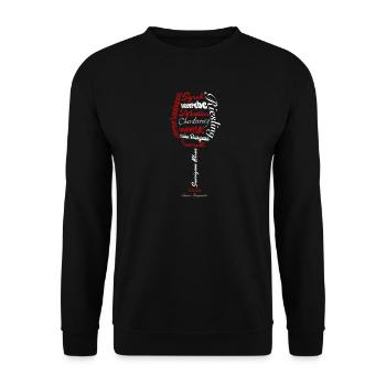 Weinglas Weinreben Rebsorten Shirt - Unisex Pullover - Schwarz - Vorne - Alina (178cm) & Michal (187cm)