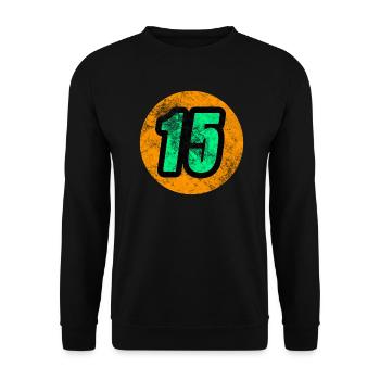 T-shirt numéro de course 15 pour petits et grands - Sweat-shirt Unisexe - noir - Devant - Alina (178cm) & Michal (187cm)