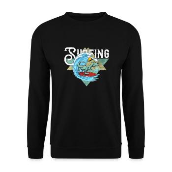 Meer Ozean Wellen Surfen - Unisex Pullover - Schwarz - Vorne - Alina (178cm) & Michal (187cm)