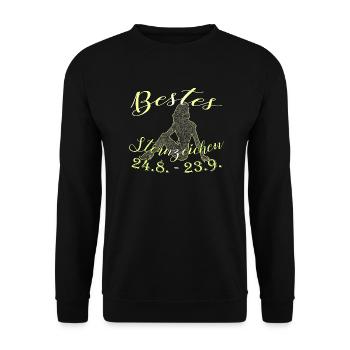 Sternzeichen Jungfrau - Unisex Pullover - Schwarz - Vorne - Alina (178cm) & Michal (187cm)