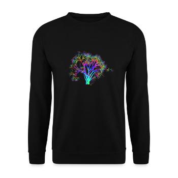 Goa Baum Neon psy psychedelisch Techno Party - Unisex Pullover - Schwarz - Vorne - Alina (178cm) & Michal (187cm)