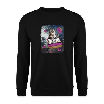 Space cat - Unisex Sweatshirt - black - Front - Alina (178cm) & Michal (187cm)