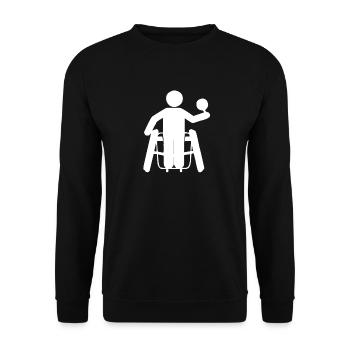 Handball player in a wheelchair - Unisex Sweatshirt - black - Front - Alina (178cm) & Michal (187cm)