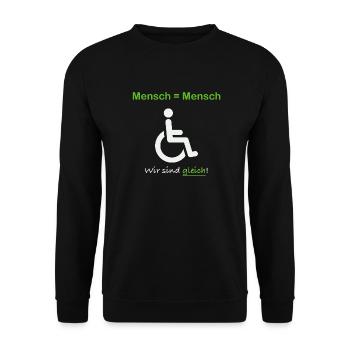 Wir sind gleich! Mensch ist mensch - Unisex Pullover - Schwarz - Vorne - Alina (178cm) & Michal (187cm)