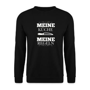 Meine Küche Meine Regeln - Unisex Pullover - Schwarz - Vorne - Alina (178cm) & Michal (187cm)