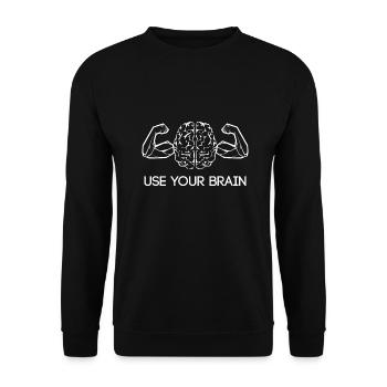 Use your Brain Muskeln Gehirn - Unisex Pullover - Schwarz - Vorne - Alina (178cm) & Michal (187cm)
