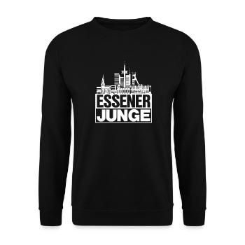 Essener Junge Weiss Essen Silhouette Geschenk - Unisex Pullover - Schwarz - Vorne - Alina (178cm) & Michal (187cm)